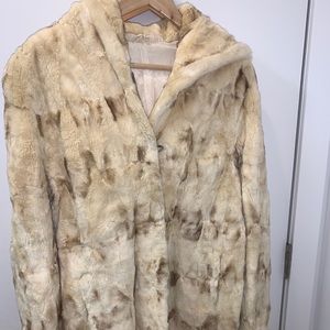 Hooded real fur coat